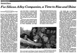 For Silicon Alley Companies, a Time To Rise and Shine! New York TImes article about iVillage IPO 1999