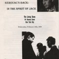 Kerouac's Back at the Living Room flyer