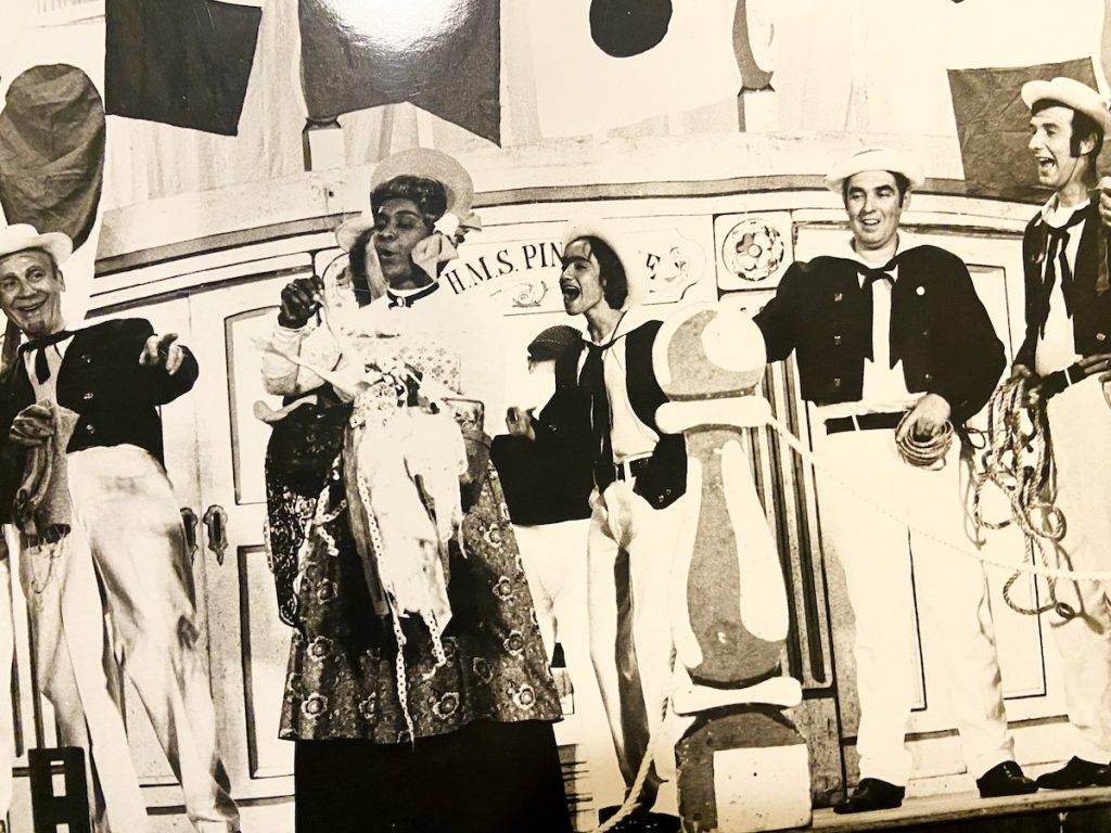Stage picture of HMS Pinafore performed by the Gilbert and Sullivan Light Opera Company of Long Island sometime in the 1970s.